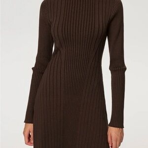 COMMENSE Ribbed Mock Neck Long Sleeve Knit Dress
